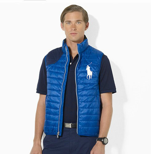 new style polo ralph lauren veste sans manches 2013 hommes big polo star bleu
